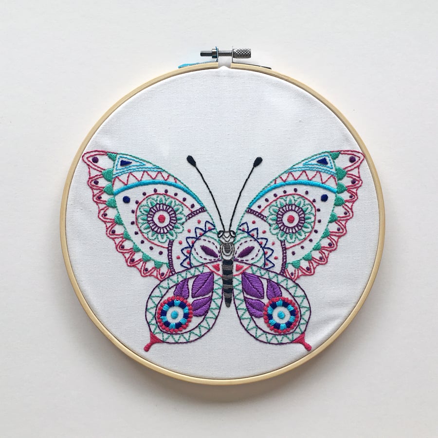 Embroidery Kit - Butterfly Embroidery Kit, Hand Embroidery Kit