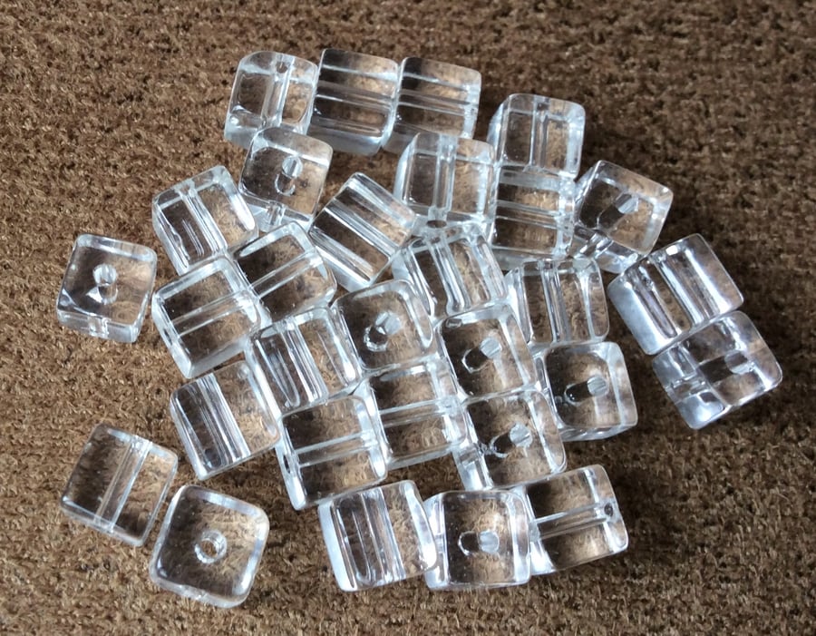 30 x 5mm Clear Glass Cube Beads Jewellery, crafts