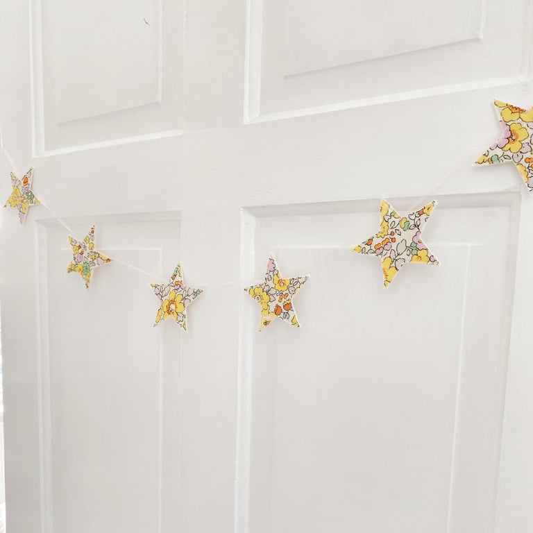 Yellow Floral Star Garland in Liberty of London Betsy Fabric