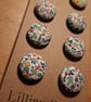 Set of eight scrap bag buttons - floral design on off white background - Image 5