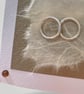 Handmade Wedding Card, entwined Gold rings with embossed and handmade papers.  - Image 3