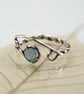 Aquamarine Silver Ring Adjustable Sterling Twist Milky Gemstone Bead - Image 8