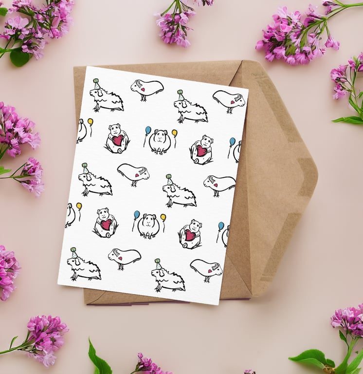 Guinea pigs on a blank card