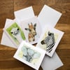 4 x blank safari animal cards  - FREE UK POSTAGE