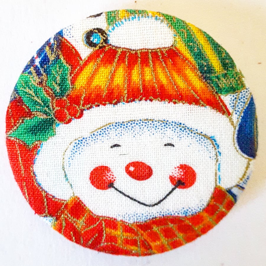 Snowman 45mm Fabric Badge 