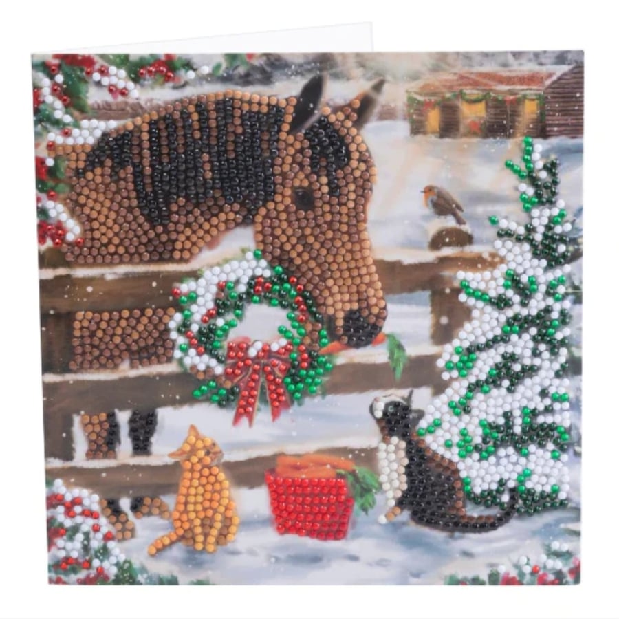 Horse diamond painting christmas card kit 