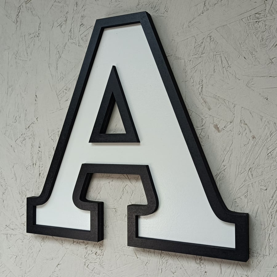 Large 3D black & white letters for wall, vintage style individual letters