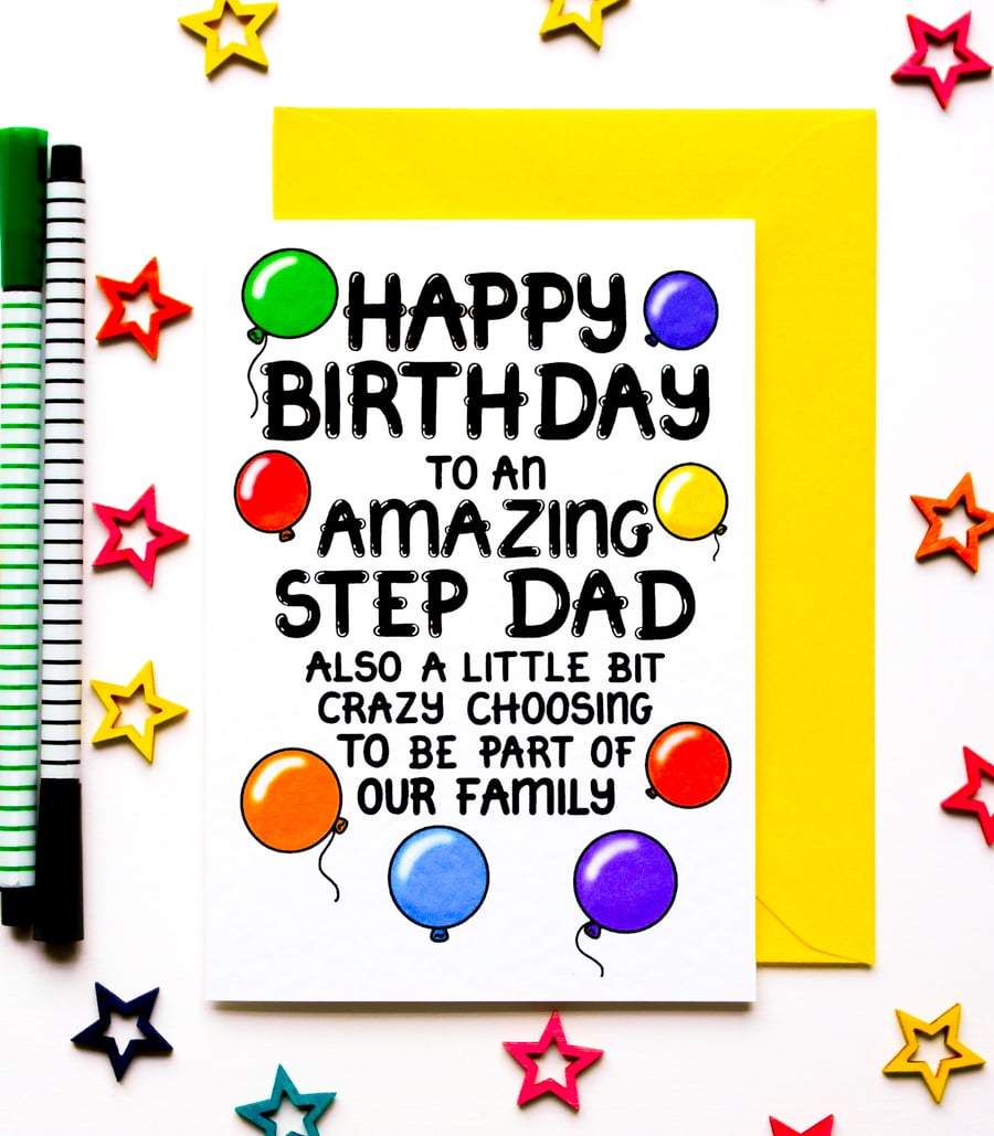 Funny Step Dad Birthday Card, Funny Stepdad Card From Step Children