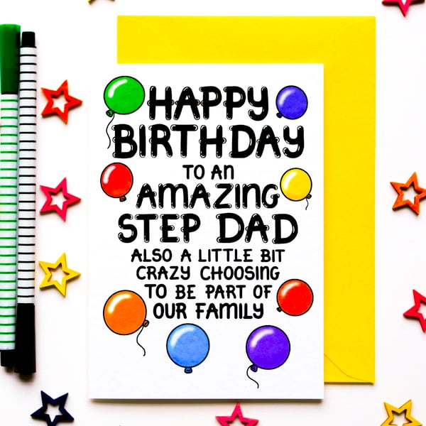 Funny Step Dad Birthday Card, Funny Stepdad Card From Step Children