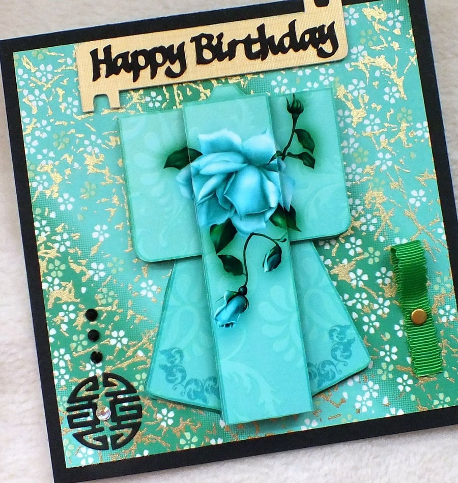 Handmade Oriental Kimono Birthday Card