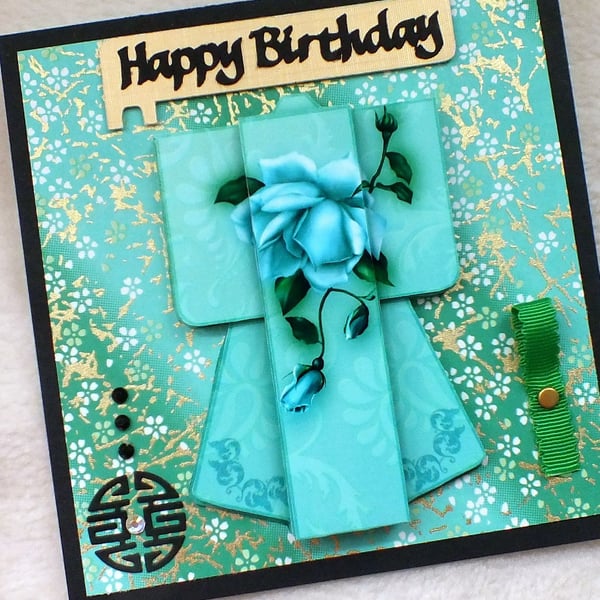 Handmade Oriental Kimono Birthday Card