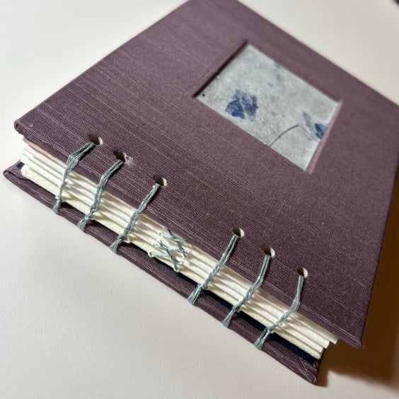 Coptic-Stitched Book in Japanese silk book cloth
