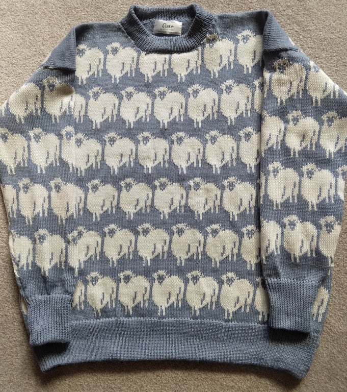 Sheep jumper in an all over design. Choose your own colours
