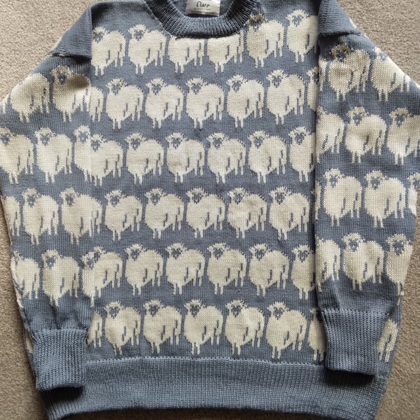 Sheep jumper in an all over design. Choose your own colours