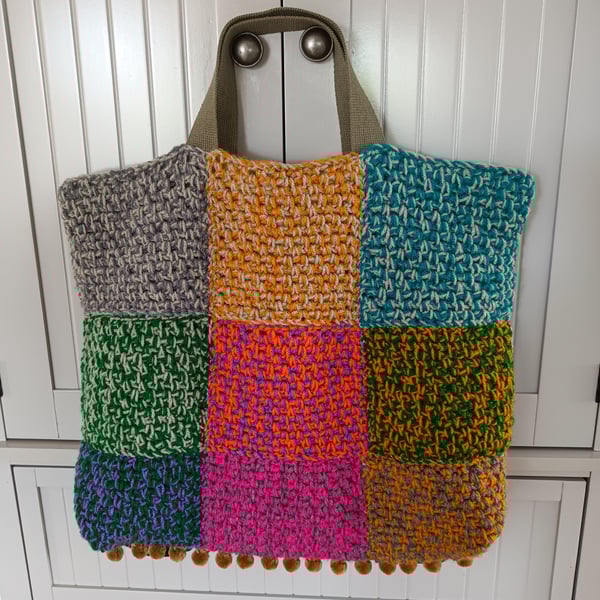 Crochet tote bag, shopping bag, student bag, festival crochet bag