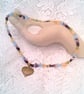 Mixed Gemstone Chip Bead Necklace with a Bronze Heart Charm, Gift for Her - Image 8