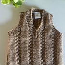 Hand knitted light brown baby tank top (0-3 month)