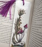 Hand painted  watercolour bookmark fantasy fungi with magenta tassel