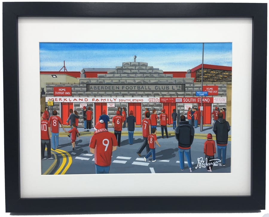 Aberdeen F.C, Pittodrie Stadium. Framed, Football Memorabilia Giclee Art Print