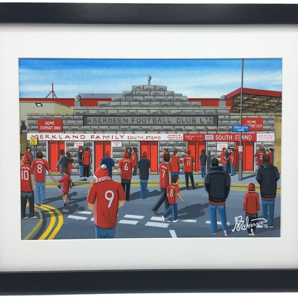 Aberdeen F.C, Pittodrie Stadium. Framed, Football Memorabilia Giclee Art Print