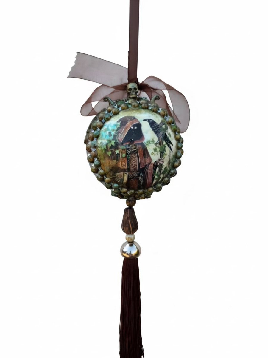 Handcrafted Green Man Bauble, Mythical Woodland Ornament
