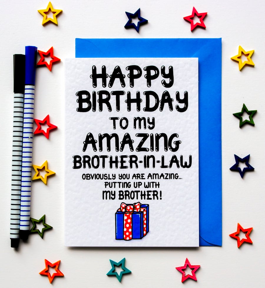 Funny Brother In Law Birthday Card For Brother's Husband 