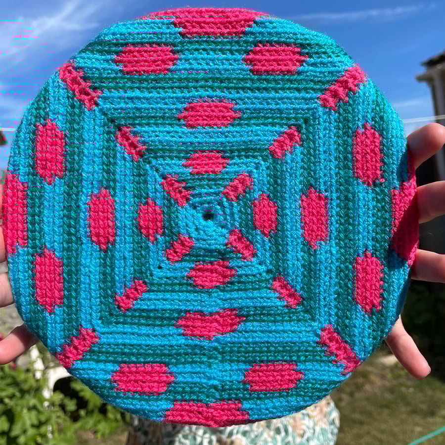 Crochet Artwork, 20th Century Optical Art, Square Peg, Round Hole