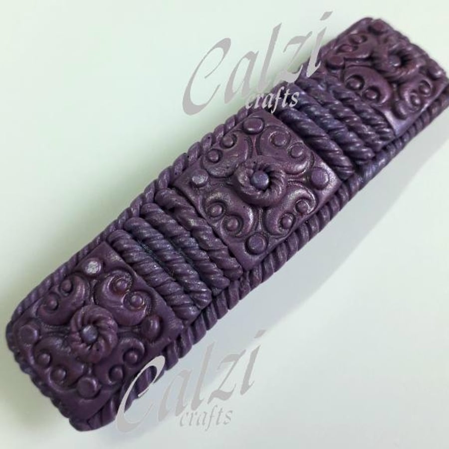 Purple Polymer Clay Hair Barrette