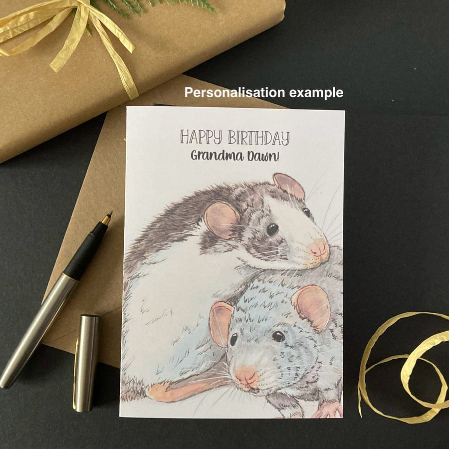 Rats Card; Birthday, blank or personalised for any occasion.