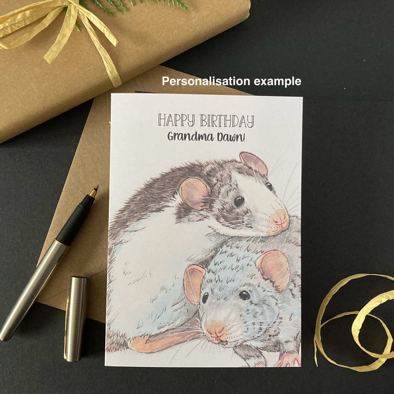 Rats Card; Birthday, blank or personalised for any occasion.