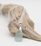 Aqua sea glass silver plated pendant necklace (18")