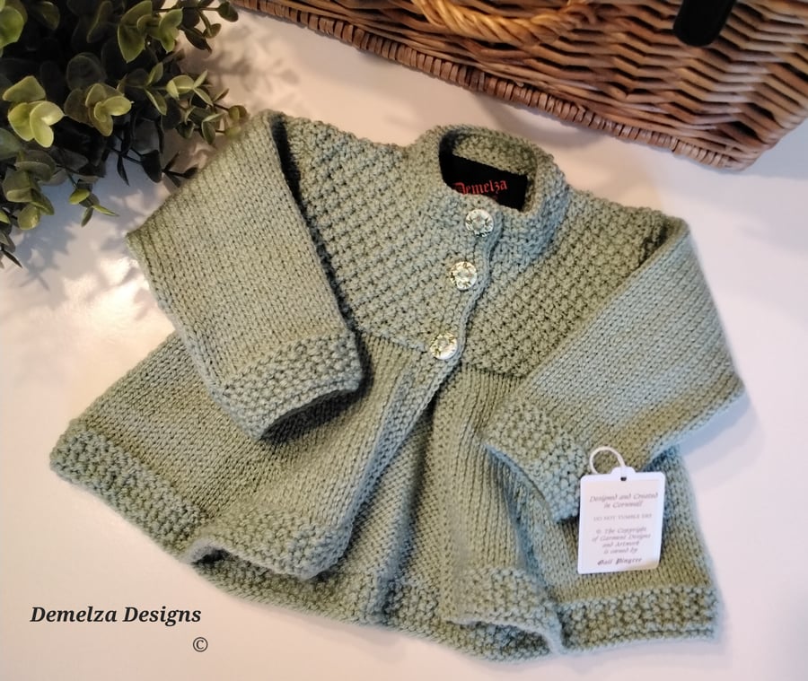 Baby Girl's Flaired Sage Green Cardigan 3-9 Months (Dress not included)