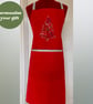 Chef Style Apron In Red Embroidered with 'Christmas Tweets' - Image 1