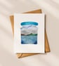 Loch Ness in a jar, A6 giclée greetings card with recycled brown envelope