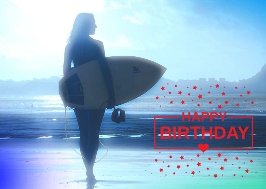 Happy Birthday Surfer Card A5