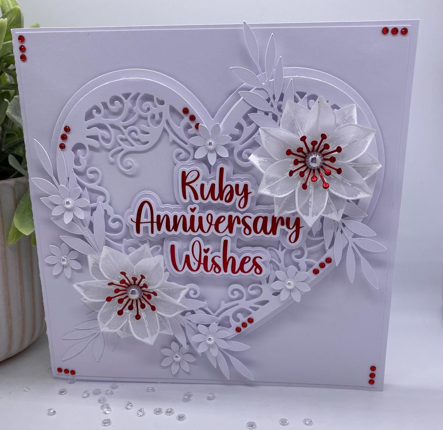 BRAND NEW Personalised - Luxury 40th Ruby Wedding anniversary card boxed