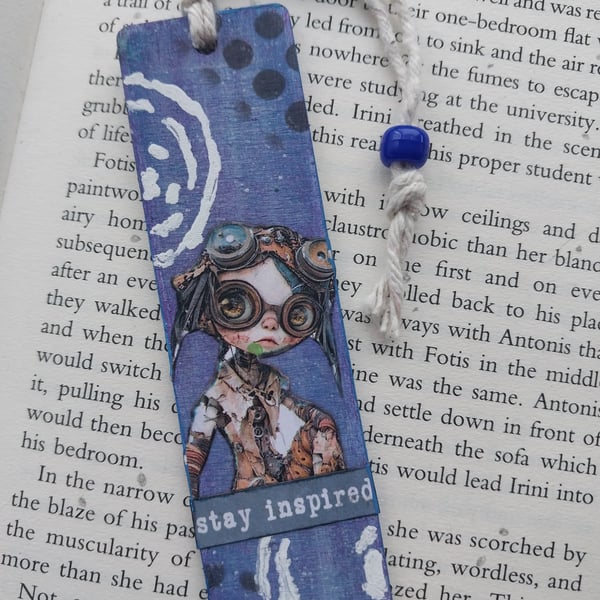 "Stay Inspired" wooden bookmark