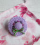 Hand Embroidered Felt Hat Brooch - Lilac Floral - Image 4
