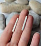 Pebble Textured Bar Stud Earrings, Handmade Sterling Silver Studs - Image 2