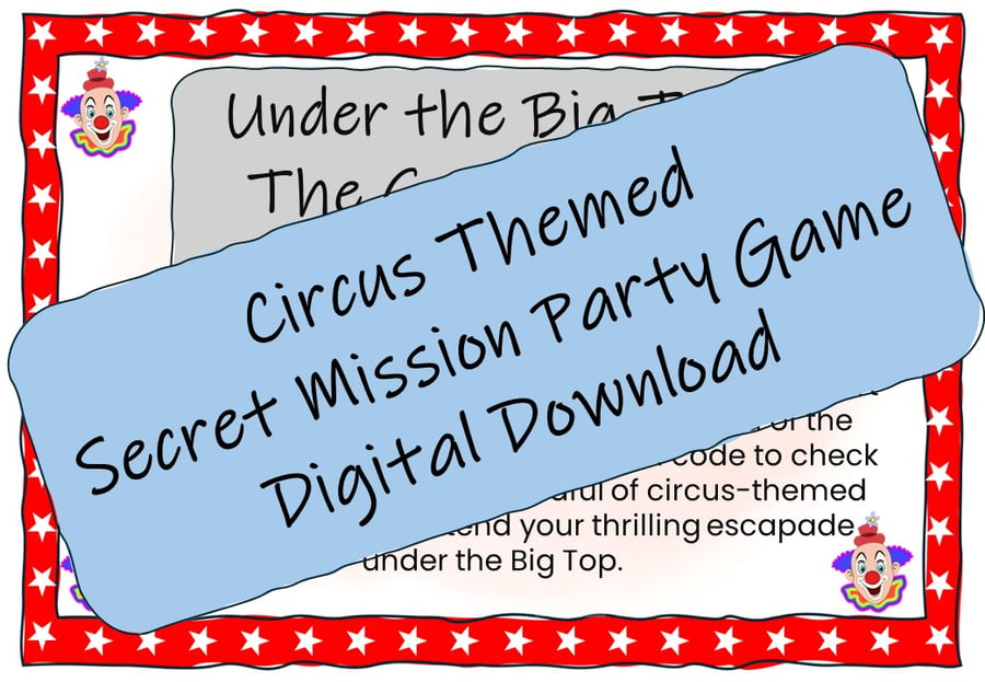 Circus Themed Secret Mission - Escape Room for Kids, Printable Party Game