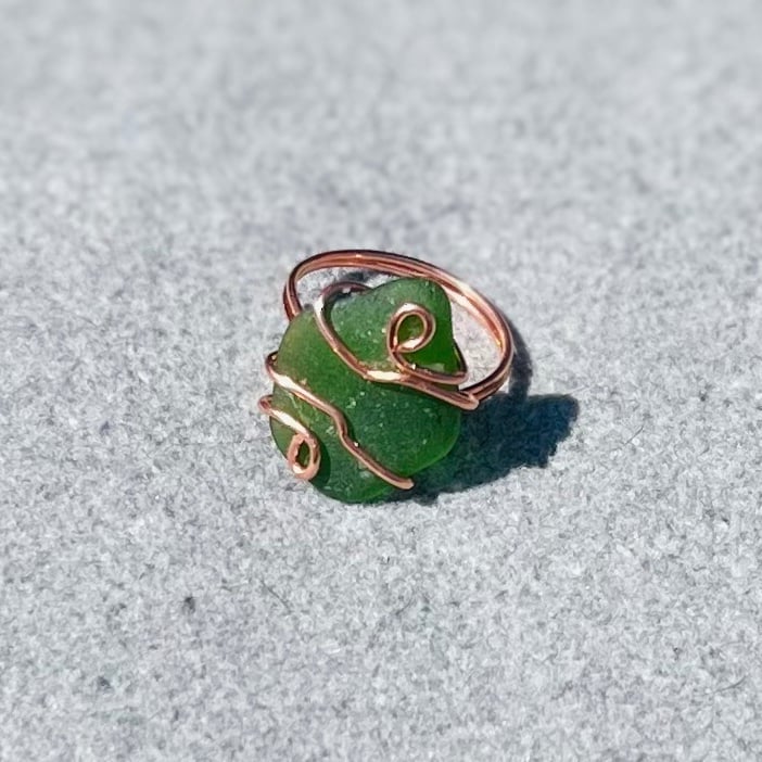 Wire Wrapped Scottish Sea Glass Ring (Size U)