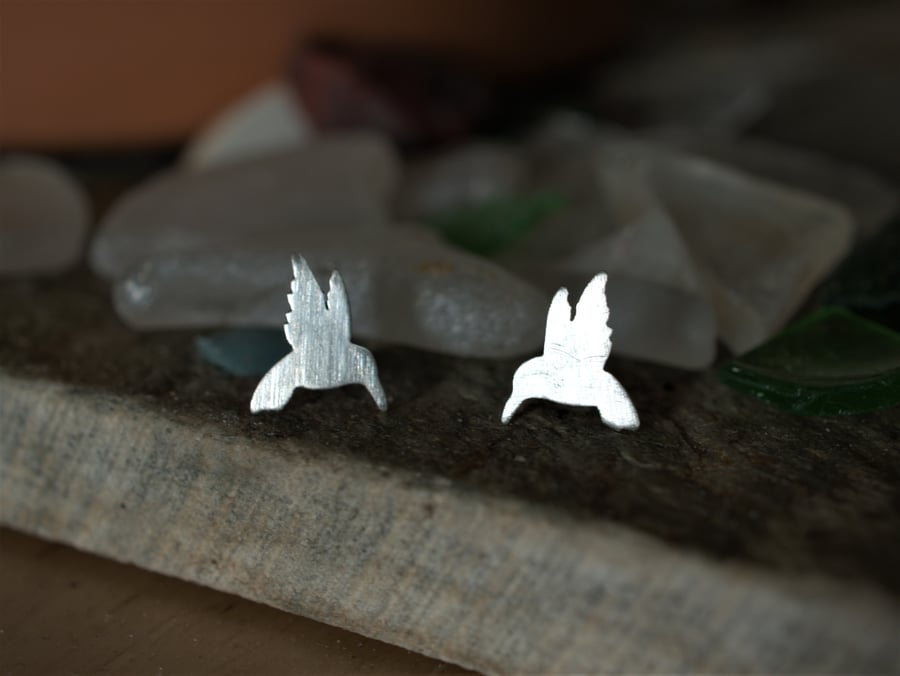 Eco Silver Delicate handmade hummingbird earrings