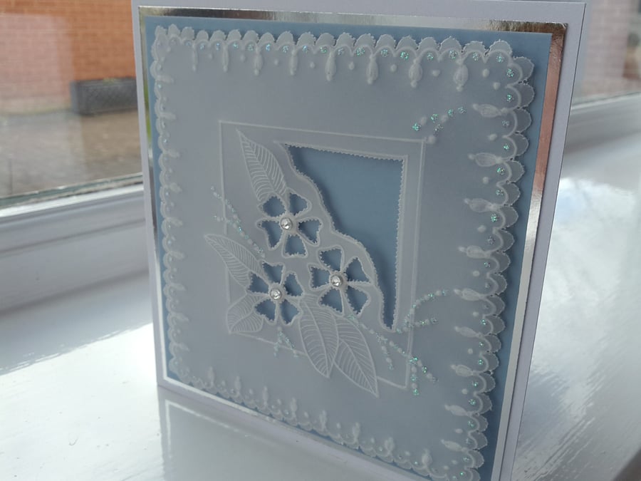 Open scalloped flower personalised parchment card