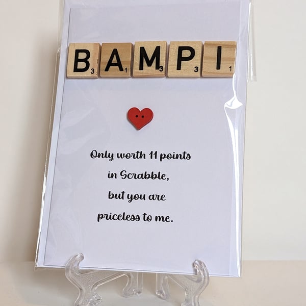 Bampi only worth 11 points in Scrabble greetings card