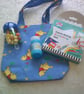 Fabric Bag with Winnie the Pooh on a Blue Background - Image 1