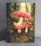 Birthday Card Baby Fairy - Toadstool & Caterpillar Fairy Card - Whimsical A5