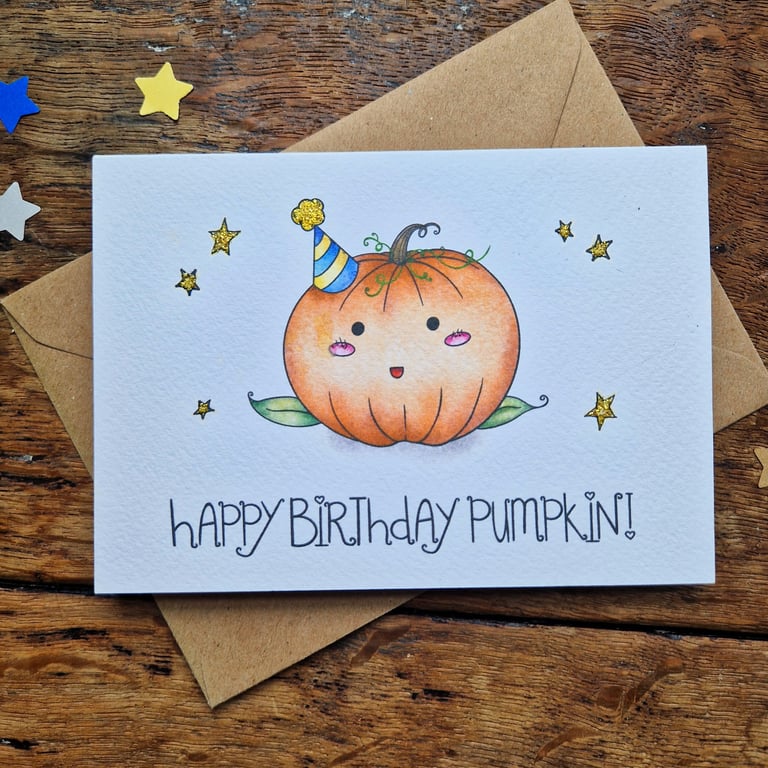 Happy birthday pumpkin card, Halloween Birthday Card, Funny Birthday Card