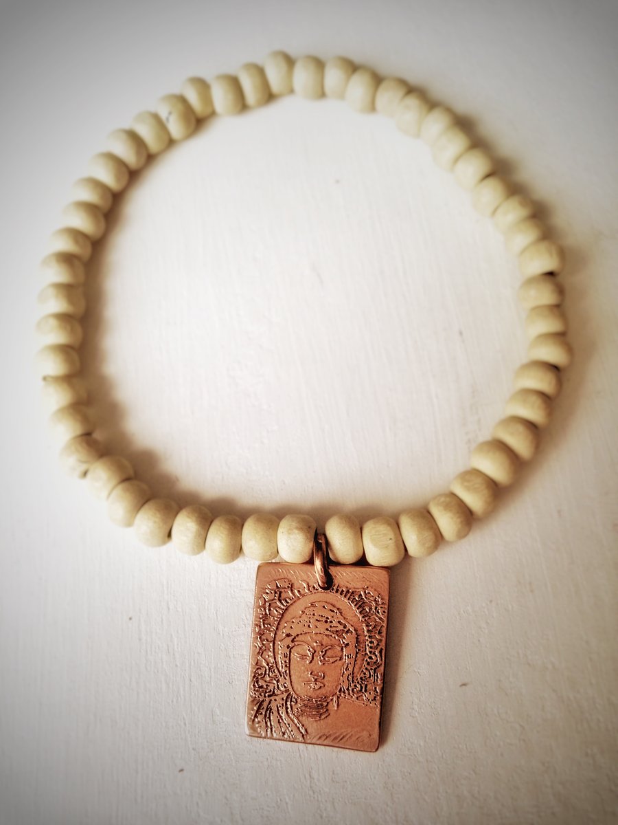 Copper & bead Buddha bracelet 