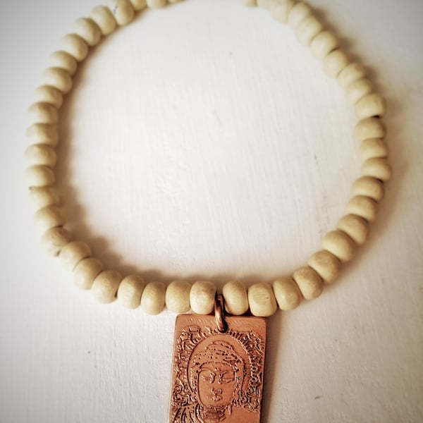 Copper & bead Buddha bracelet 