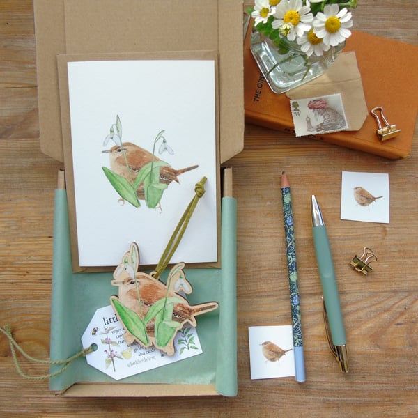 Wren Christmas Decoration and Card Letterbox Gift